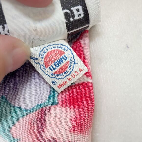 Vintage Jackie Taub for Connections Floral Midi Dress 12 Union Made Blue Red - Picture 10 of 12